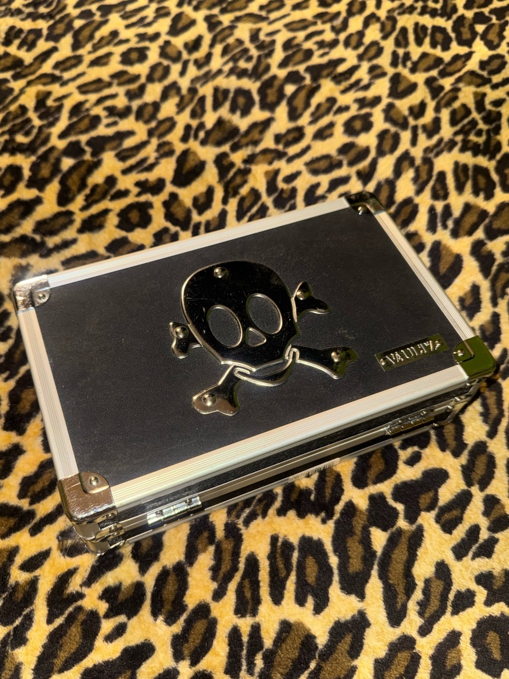 Black Skull Cosmetic Case with Silver Accents Lock & Key